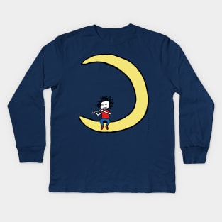 Moon and flute Kids Long Sleeve T-Shirt